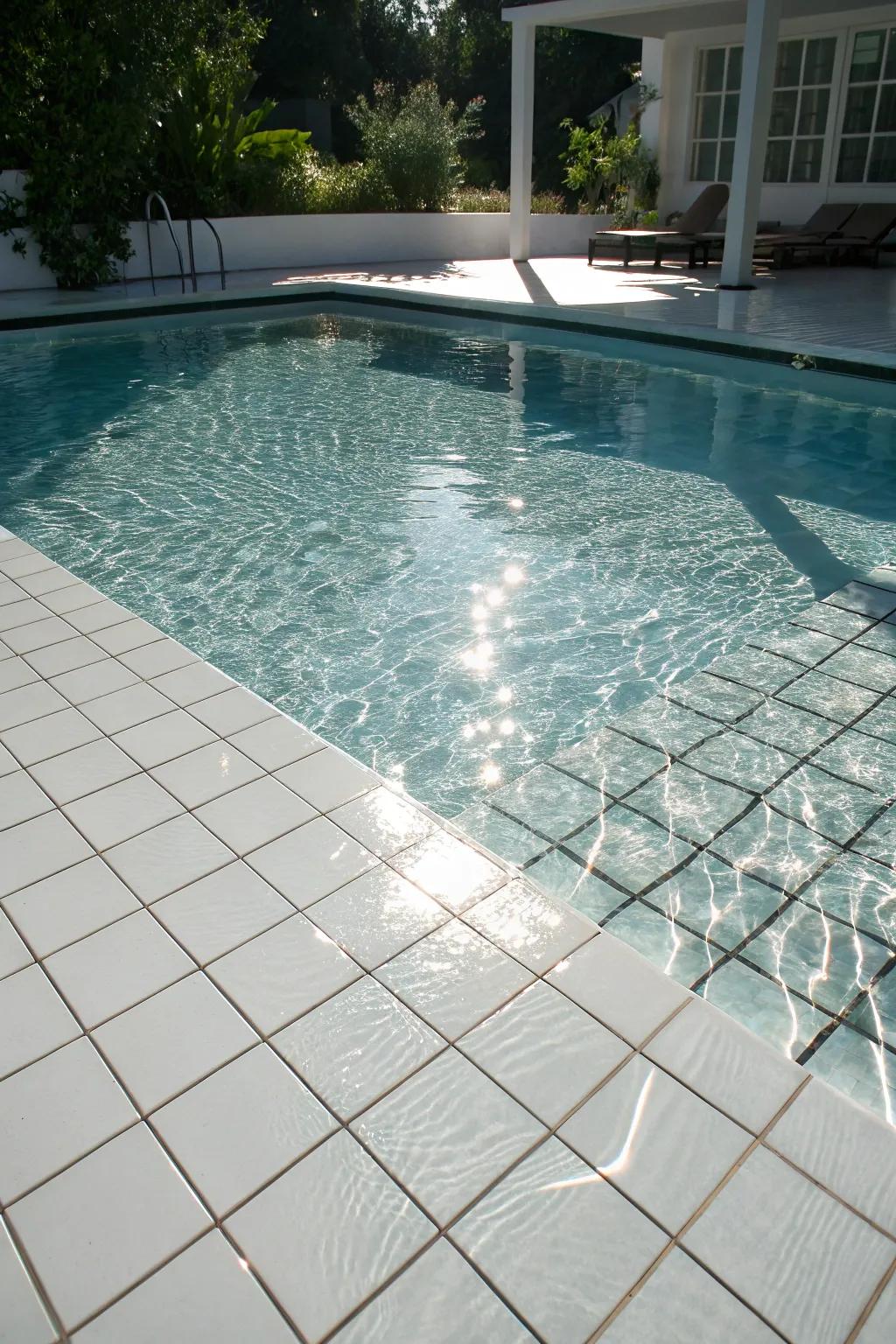 Radiant ivory squares enhance brightness and clarity in your pool.
