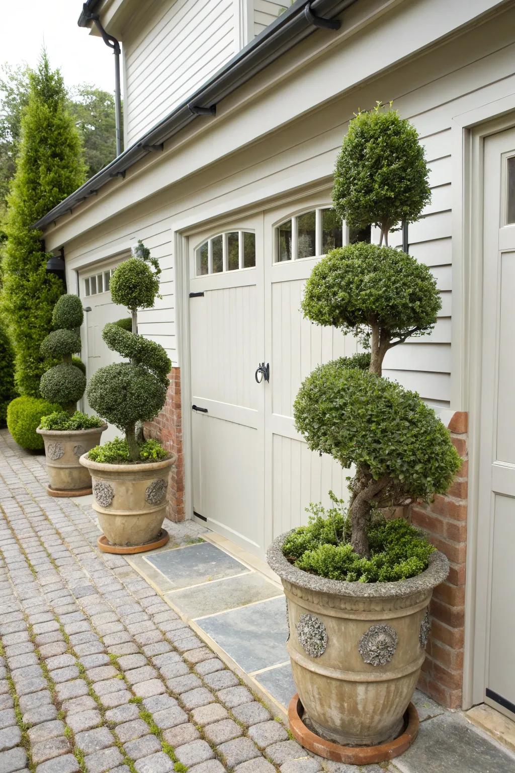 Sculpted greenery adding inventiveness and refinement.