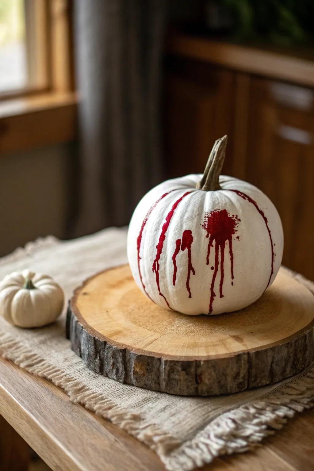A chilling touch of artistry: Scandinavian simplicity meets spine-chilling style. #PumpkinArt #GoryGash