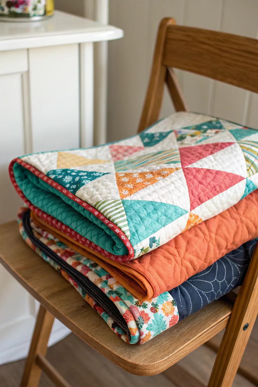 Inverted wrap exhibits your quilt's dual-sided layout.