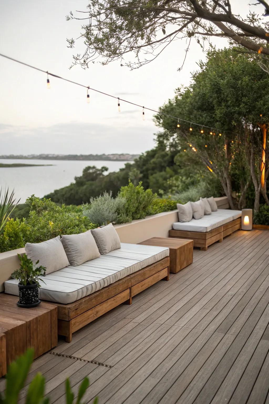 Maximize area with integrated deck lounge areas.