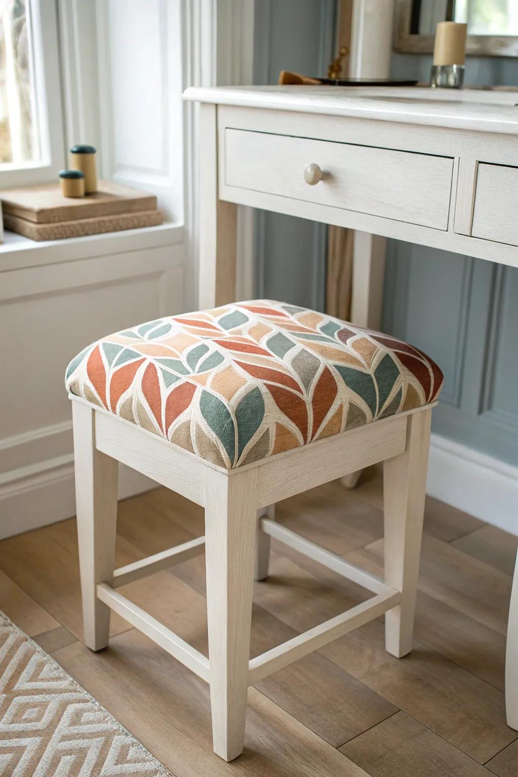 Transform your vanity space with a bold geometric touch for a chic, minimalist look.