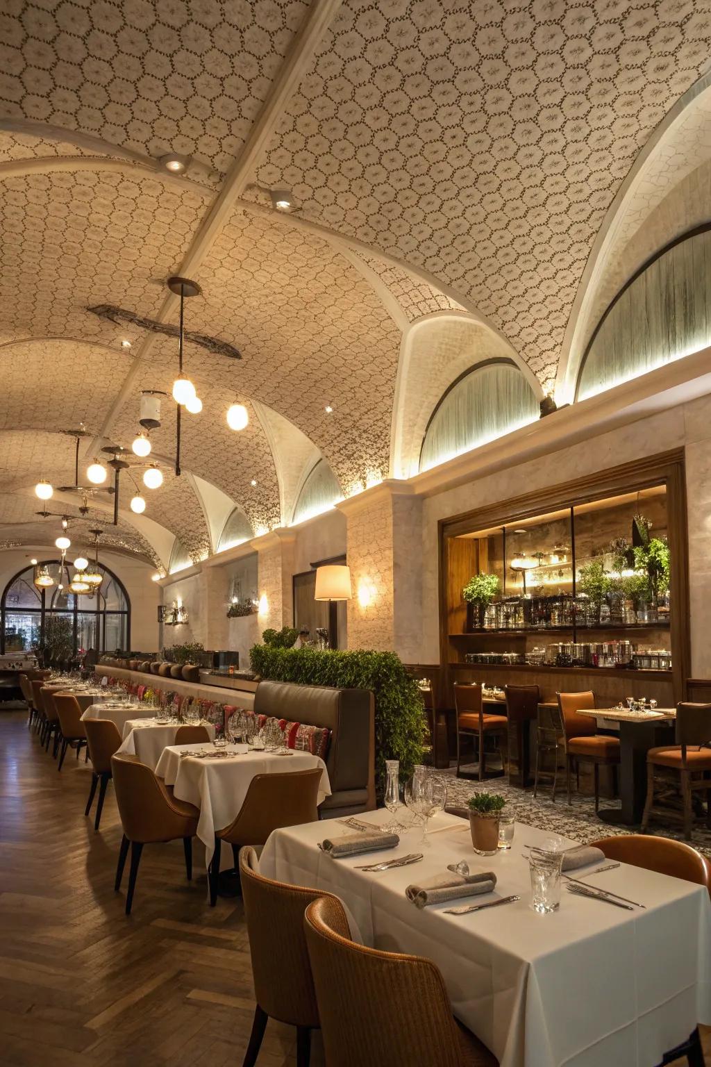 Textured ceilings add depth and interest.