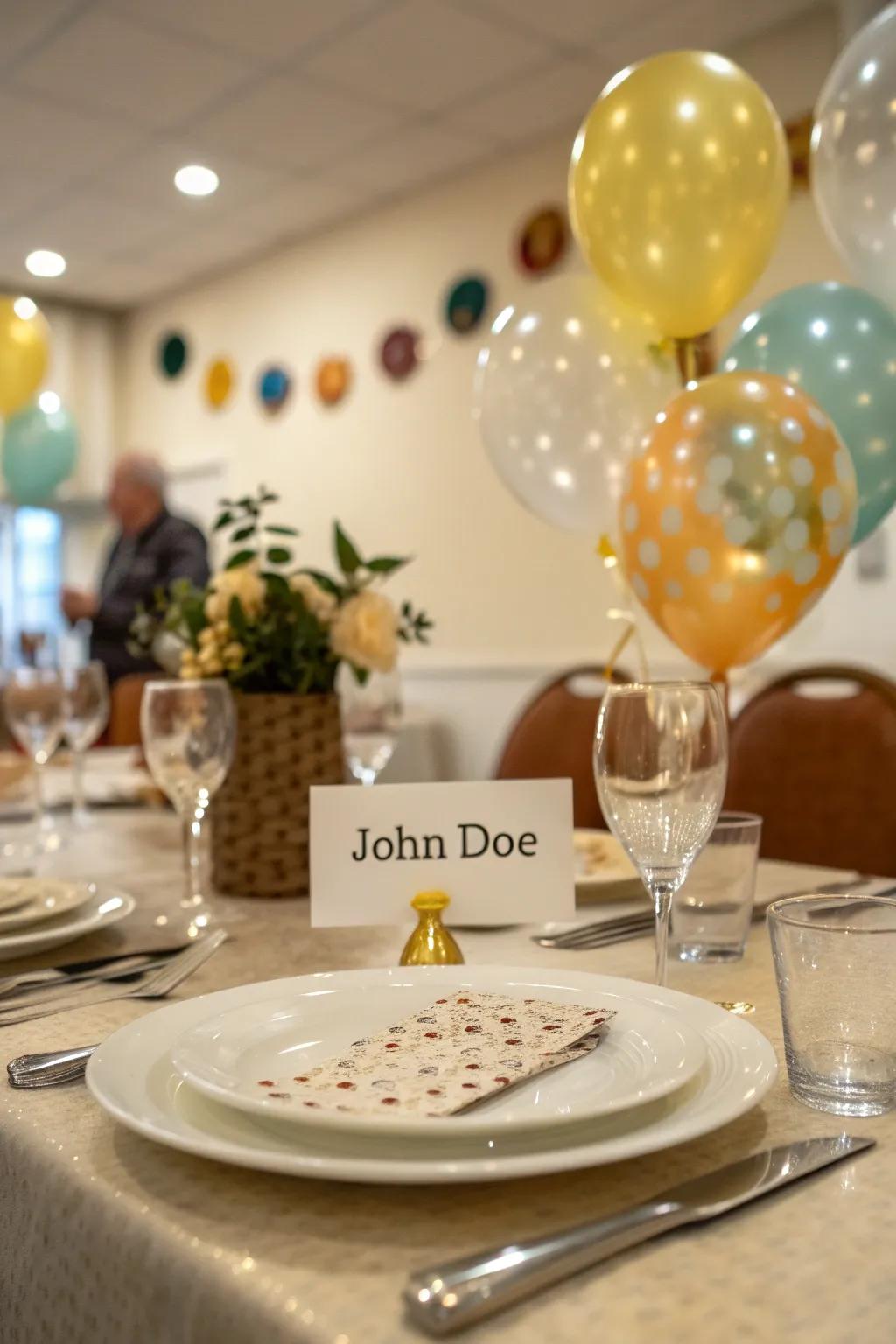 Customized table arrangements add a personal touch to the meal experience.