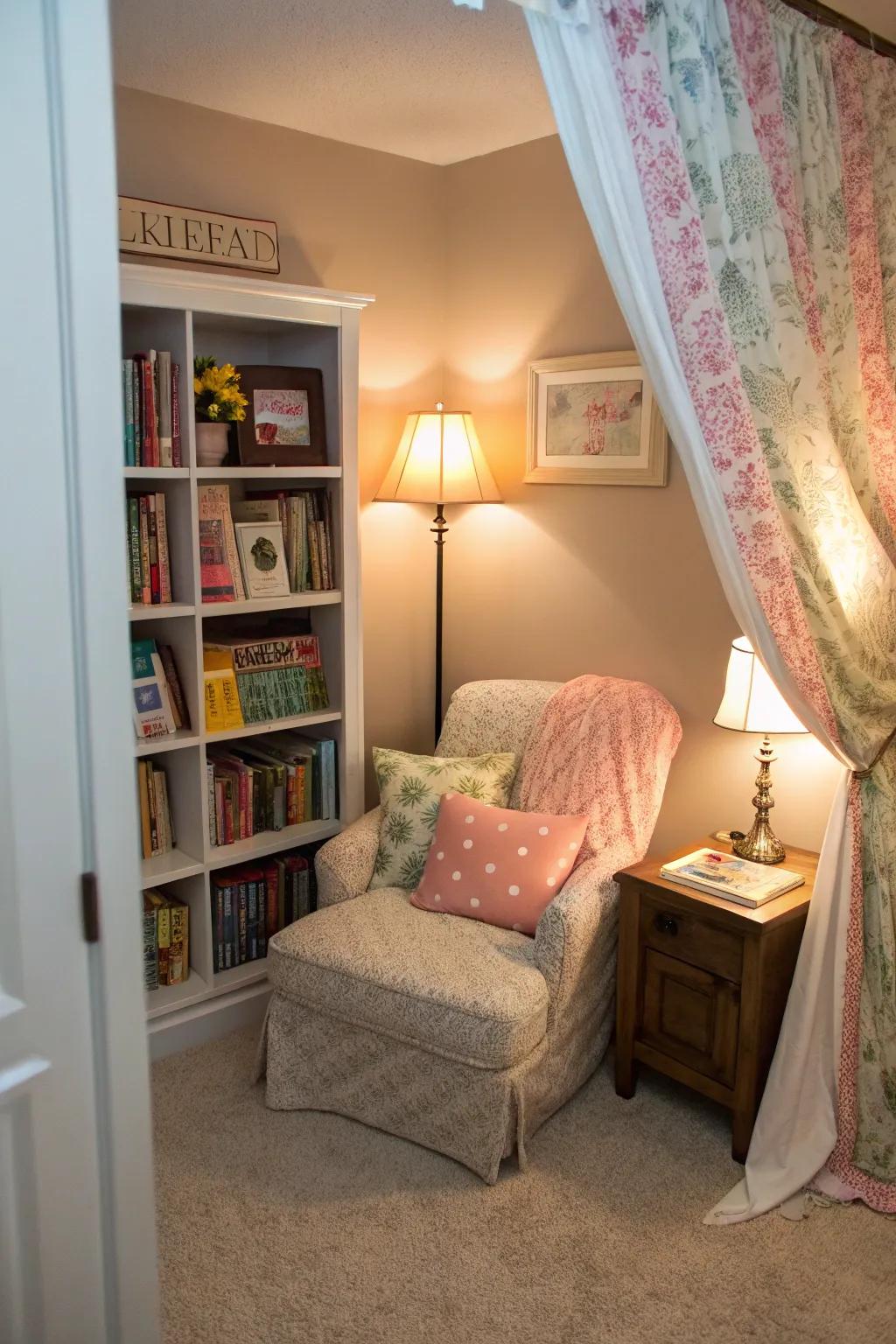 A secret reading nook provides a personal escape.