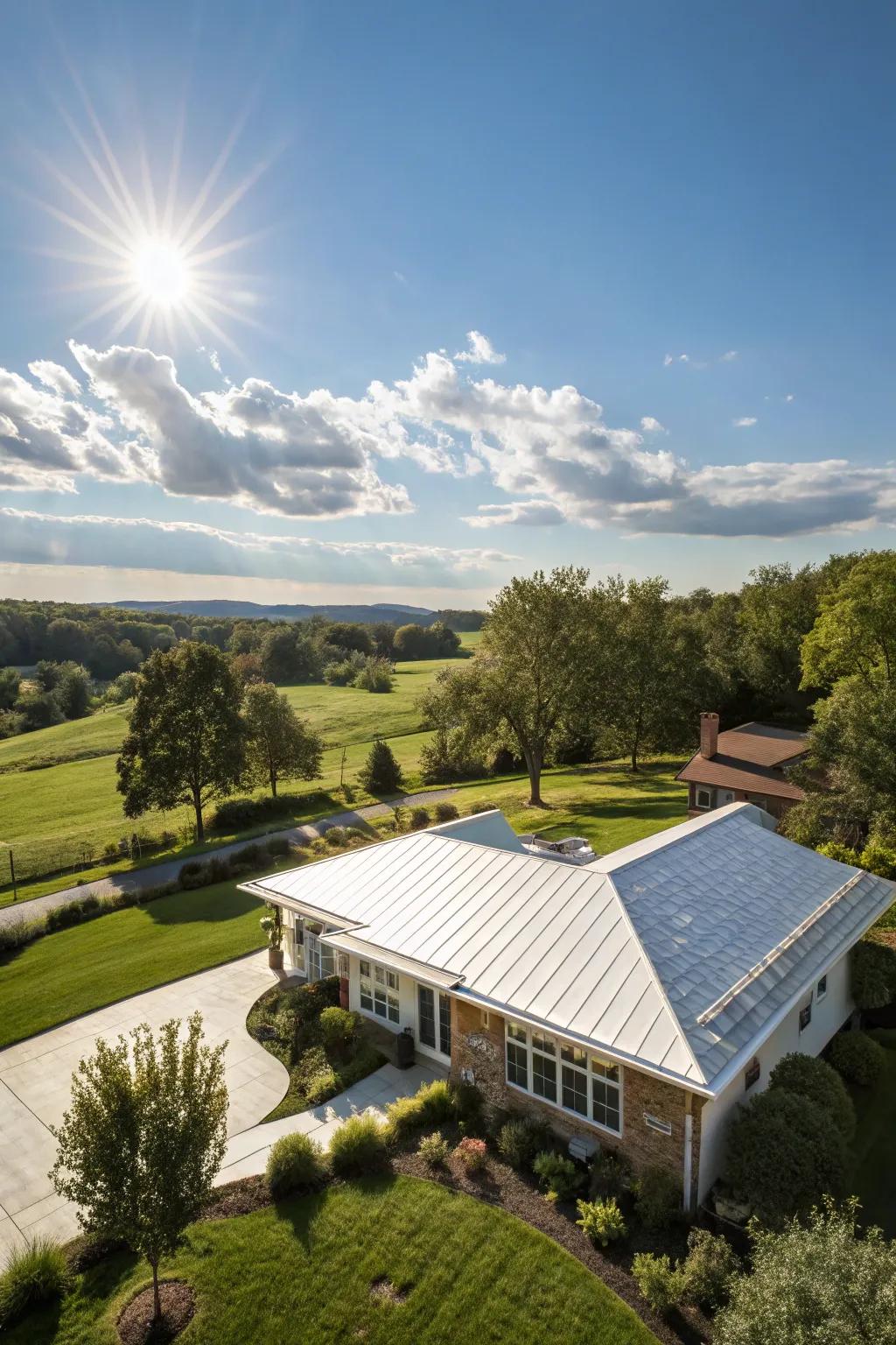 White reflective roofs sustain a cool home ambiance.