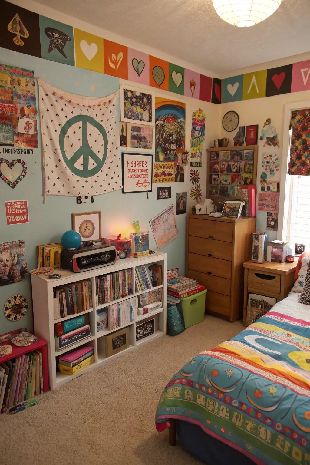 A varied combination of styles establishes a vibrant and welcoming teen room.