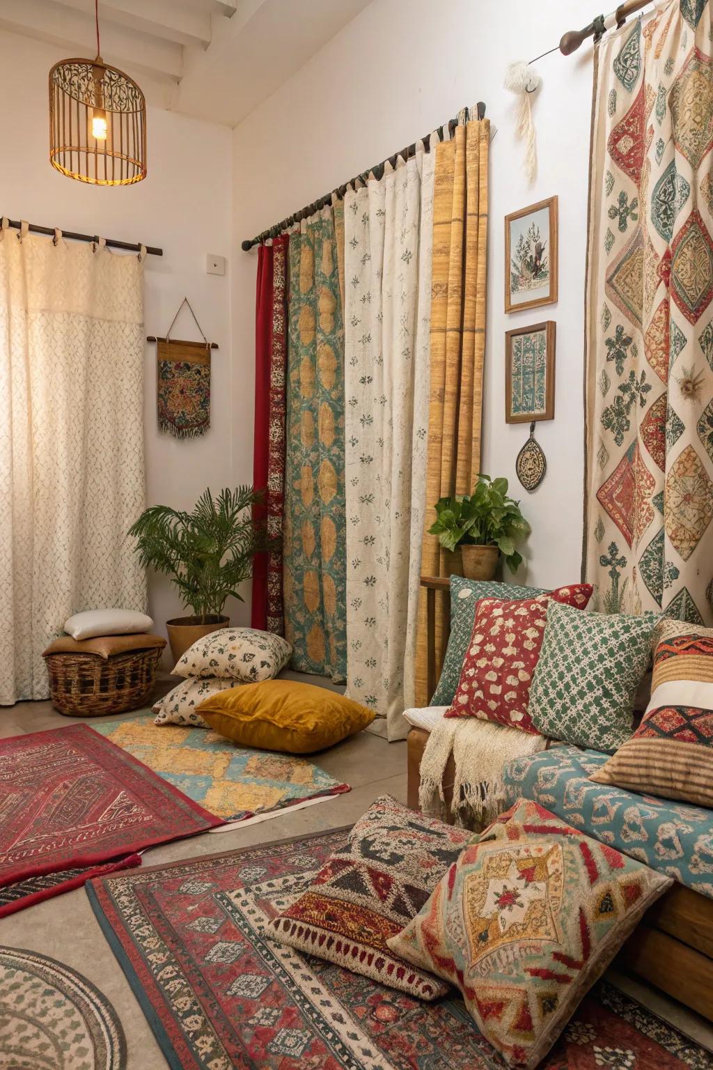 A space with lively patterns, creating a spirited ambiance.