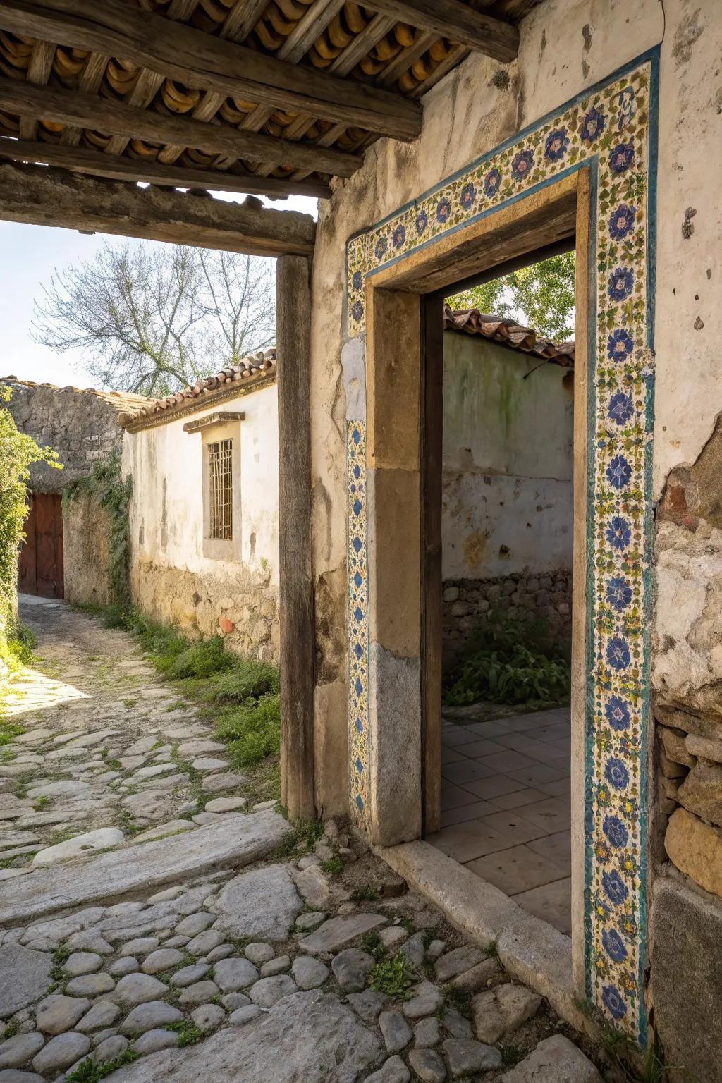 Tile takes center stage, adding a quirky twist to this earthy design.