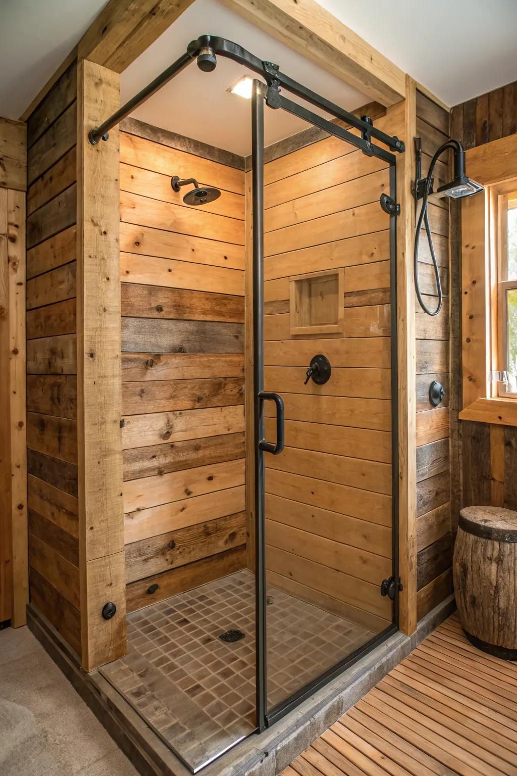 Repurposed wood delivers individuality and warmth.