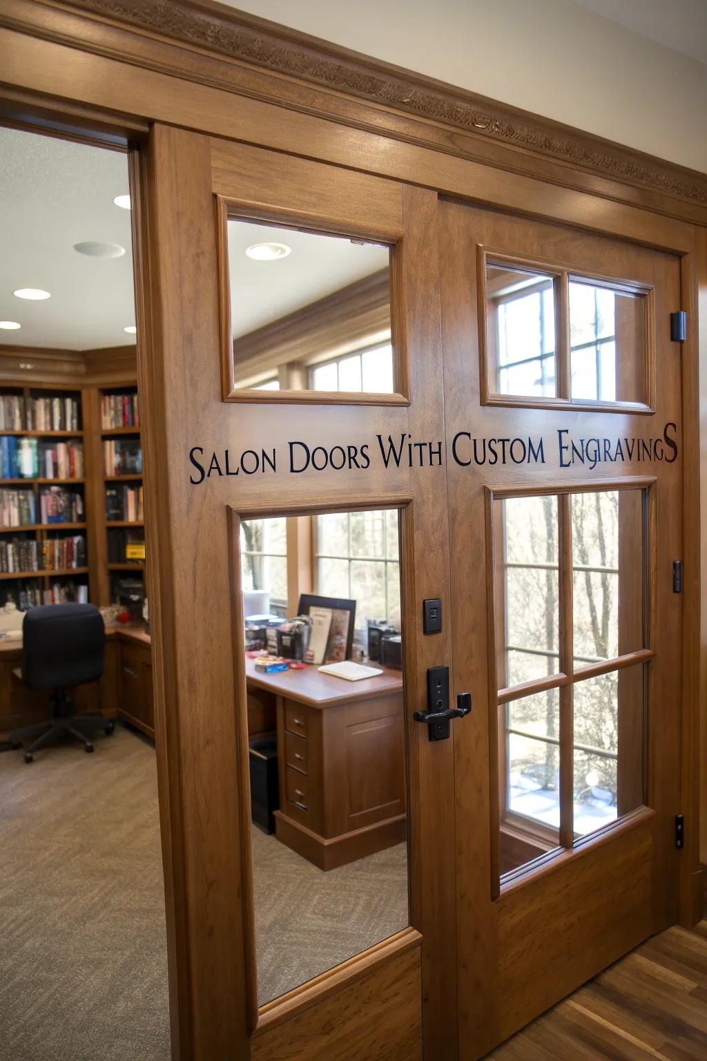 Personalize your area with custom etched saloon doors.