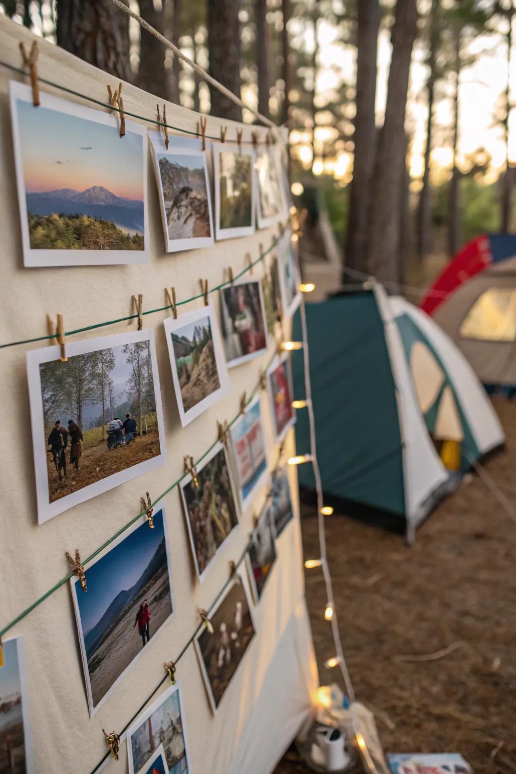 A photo wall captures and shares your camping memories.