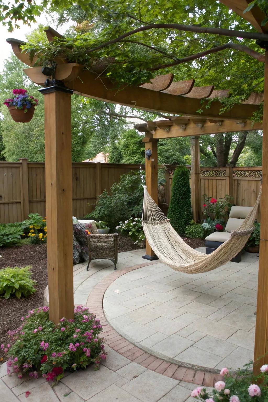 A hammock transforms your patio into a relaxation sanctuary.