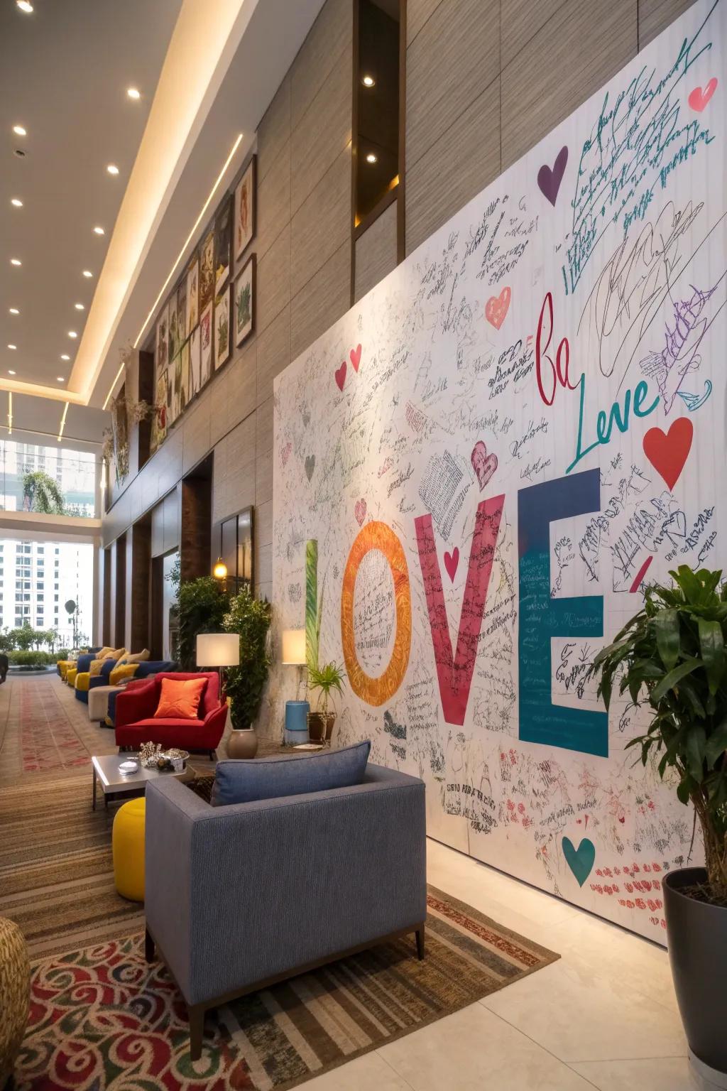 Autograph wall artistic creation presents a daring and ingenious approach to capture recollections.