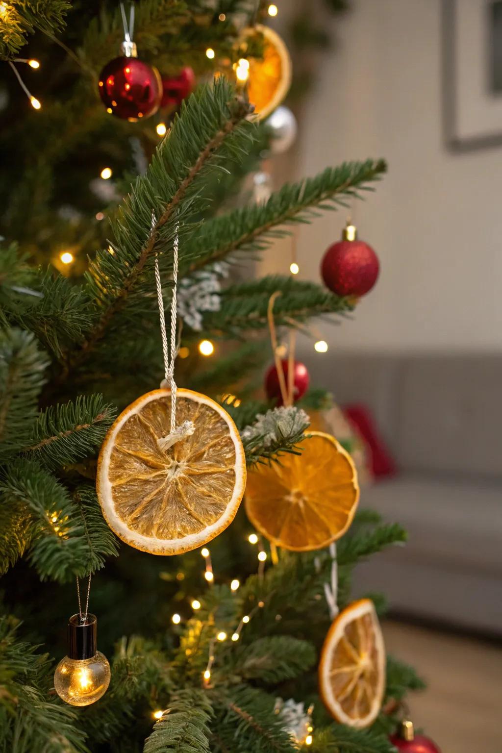 Desiccated citrus imparts natural color and aroma to your Christmas tree.