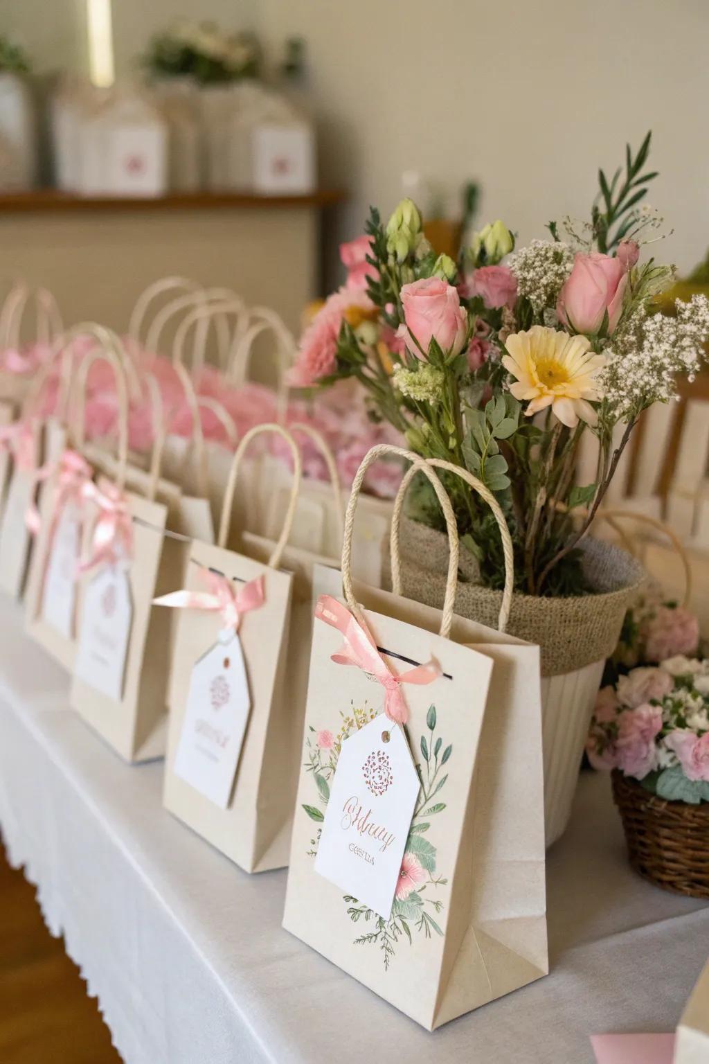 Thoughtful gift bags to show appreciation for guests.