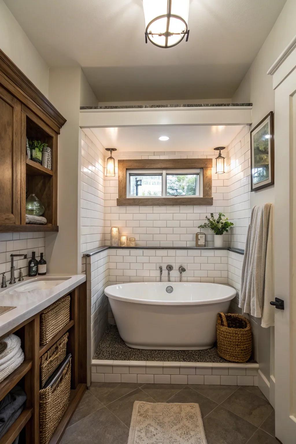 A tub niche maximizes space and creates a focal point.