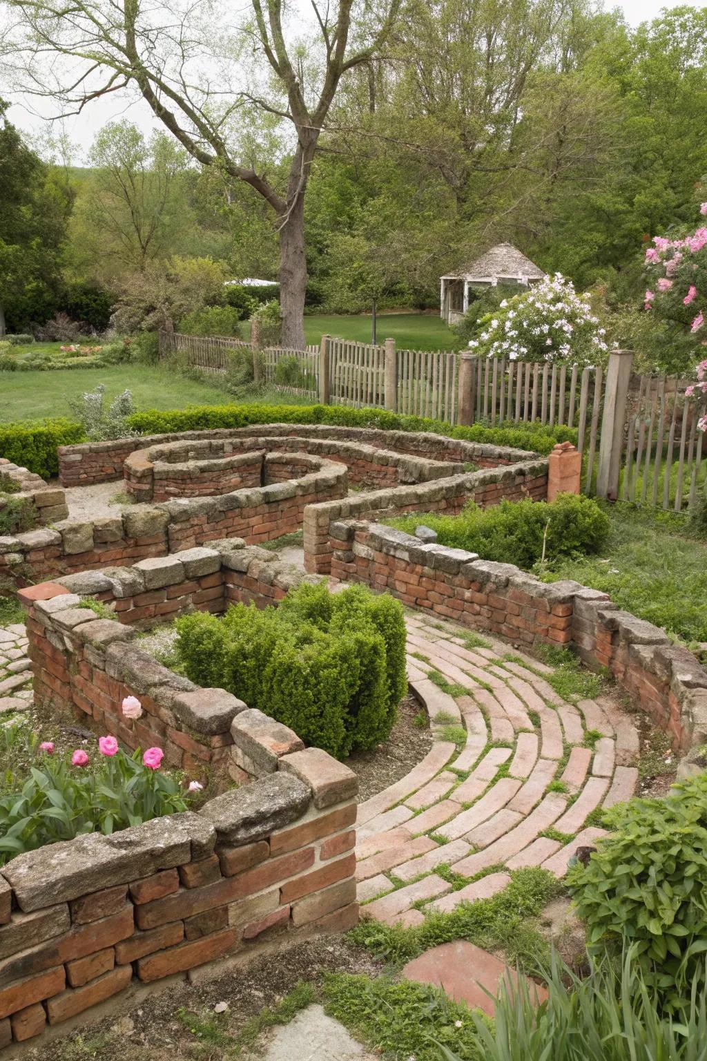 A country maze crafted from reused materials.