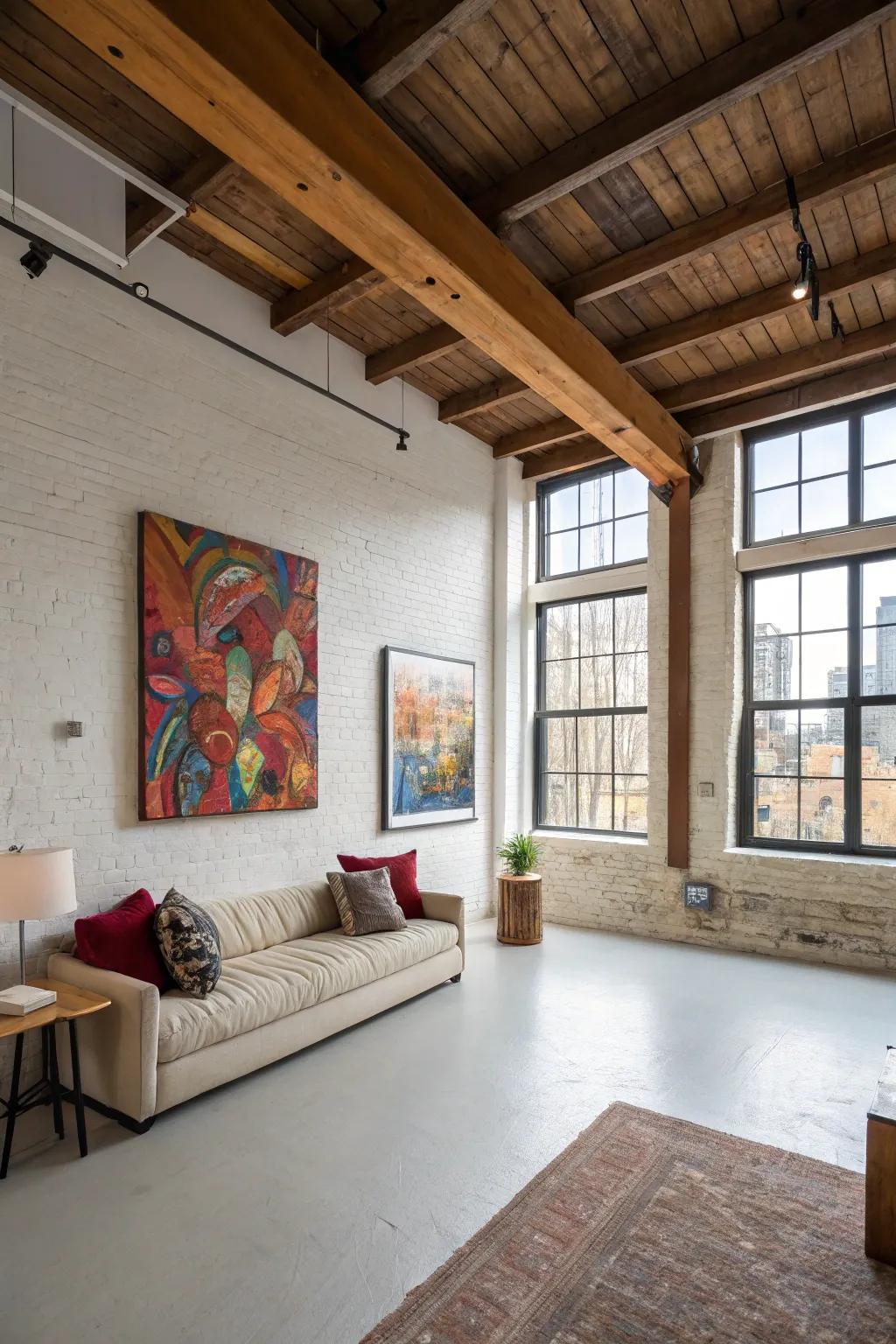 Striking art pieces infuse individuality and focus into a loft.