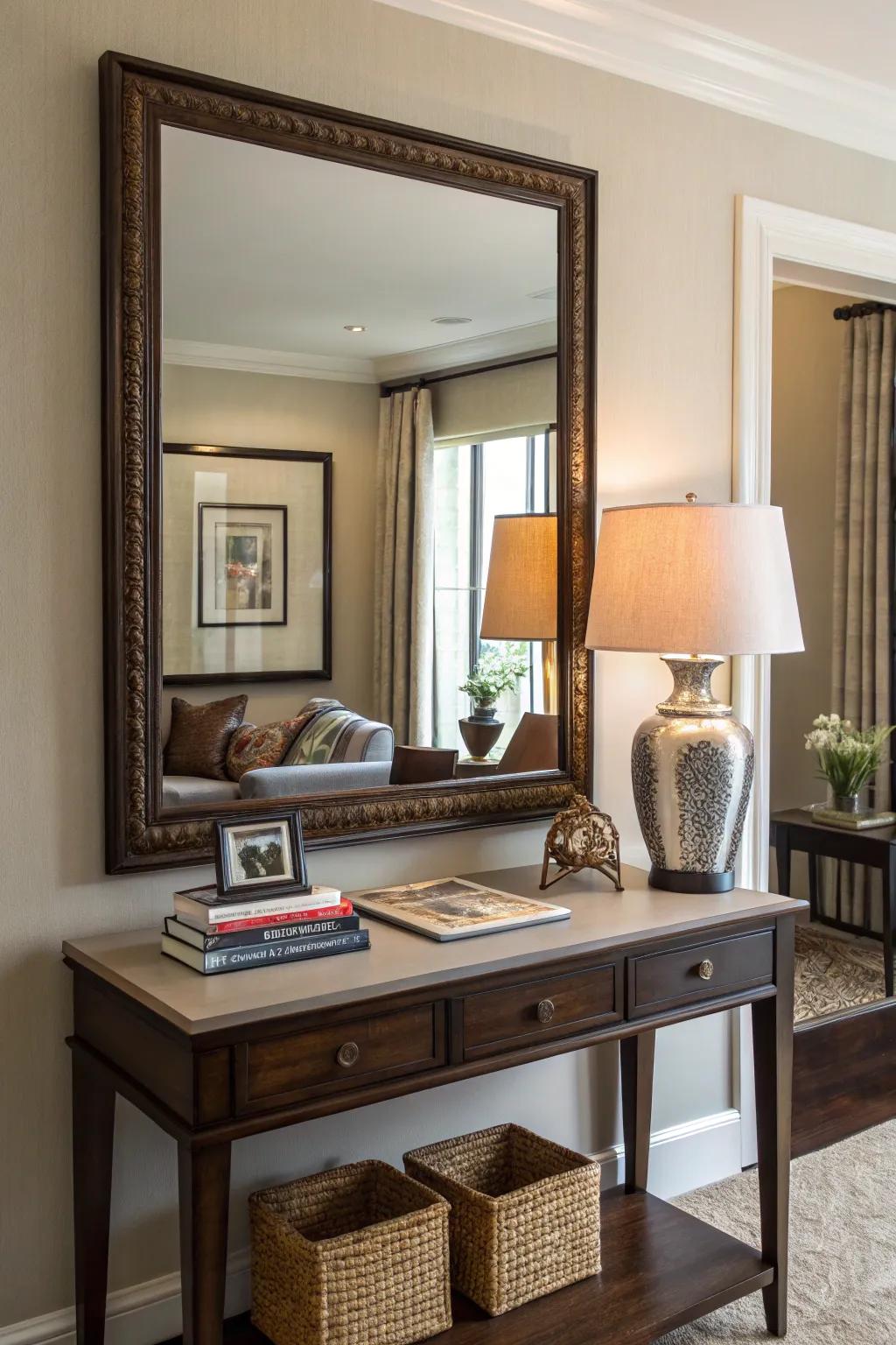 Mirrors create space and add elegance.