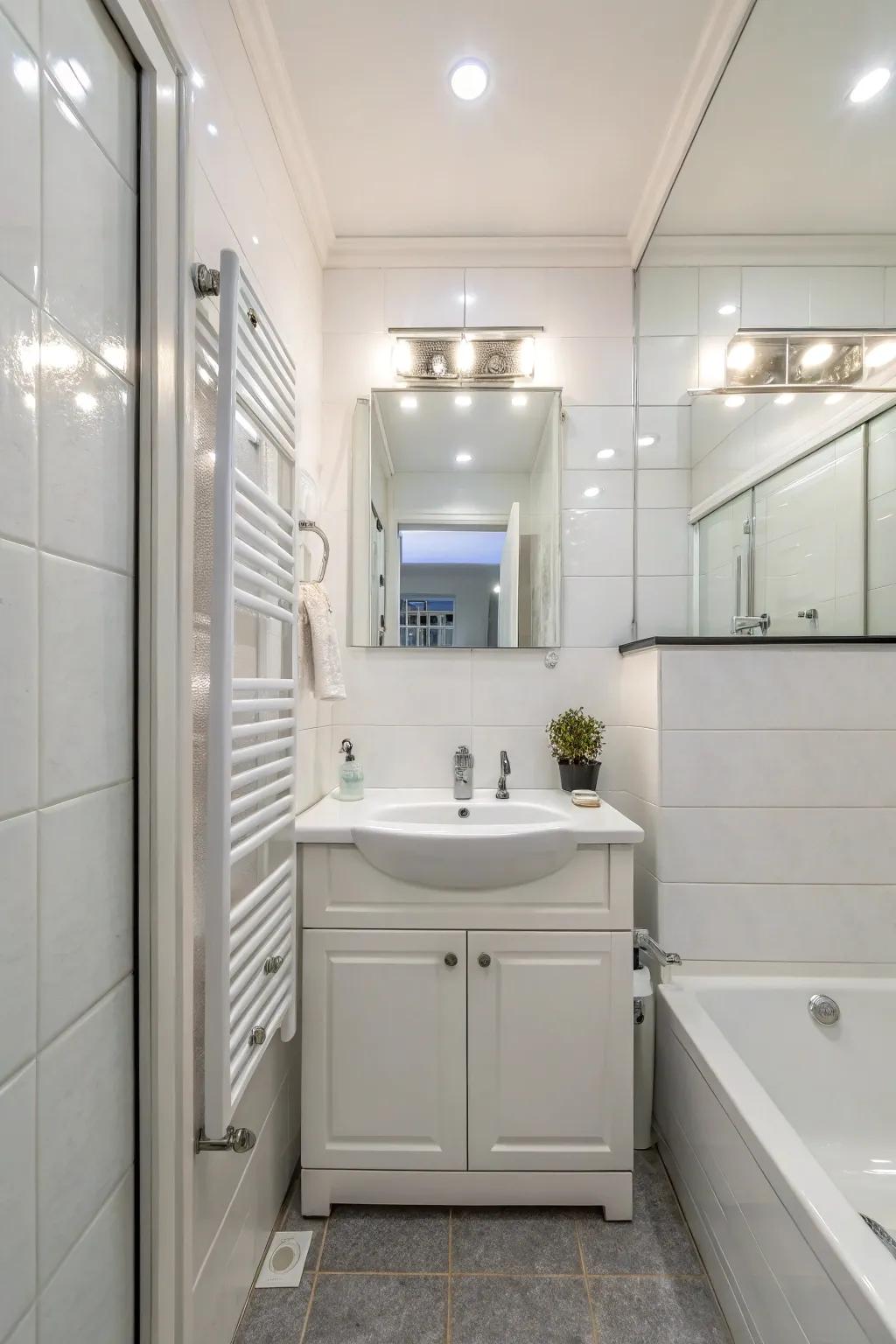 High-sheen paint reflects light and enhances spaciousness.