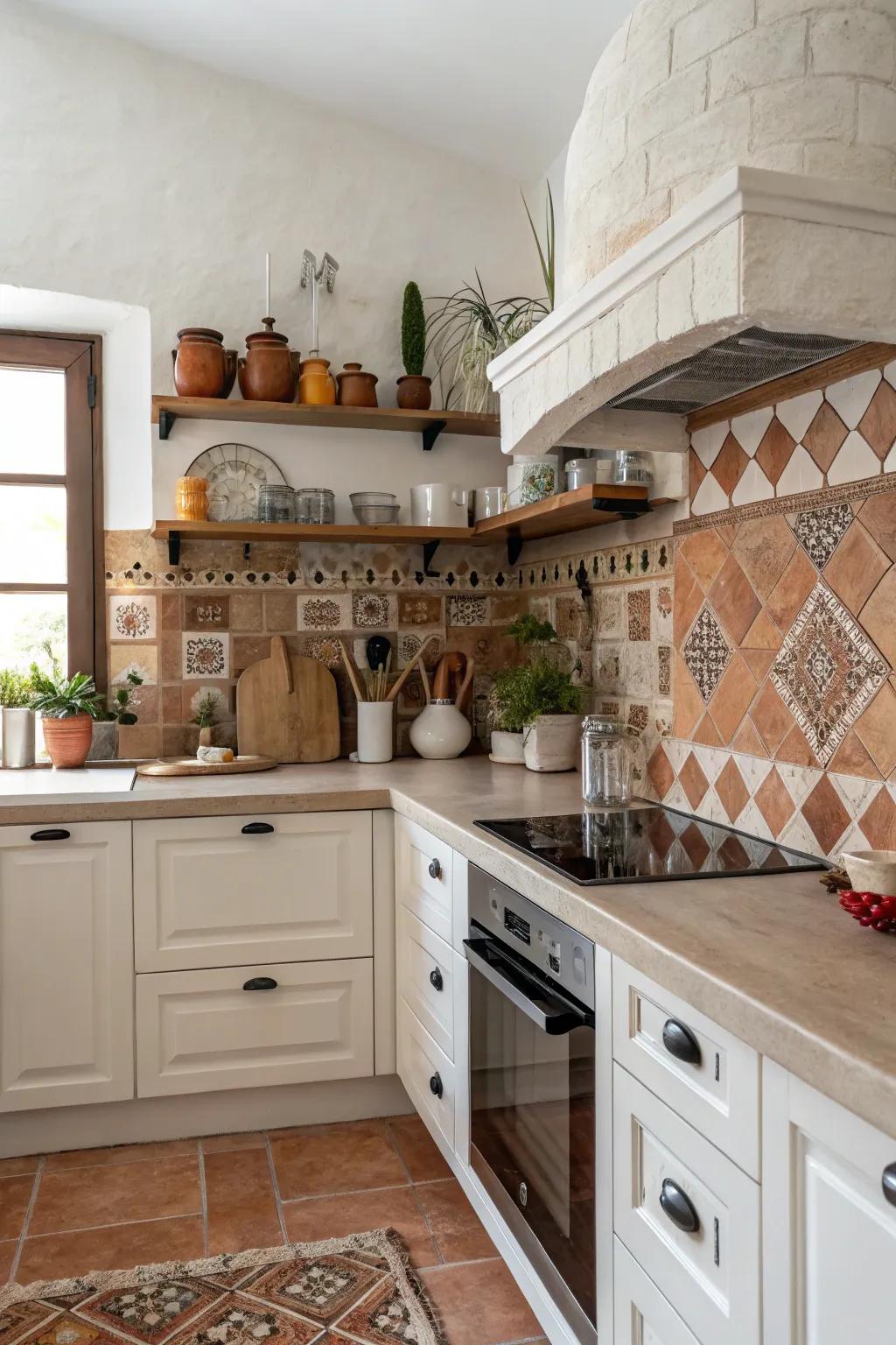 Clay and ceramic tiles give a design both depth and charm.