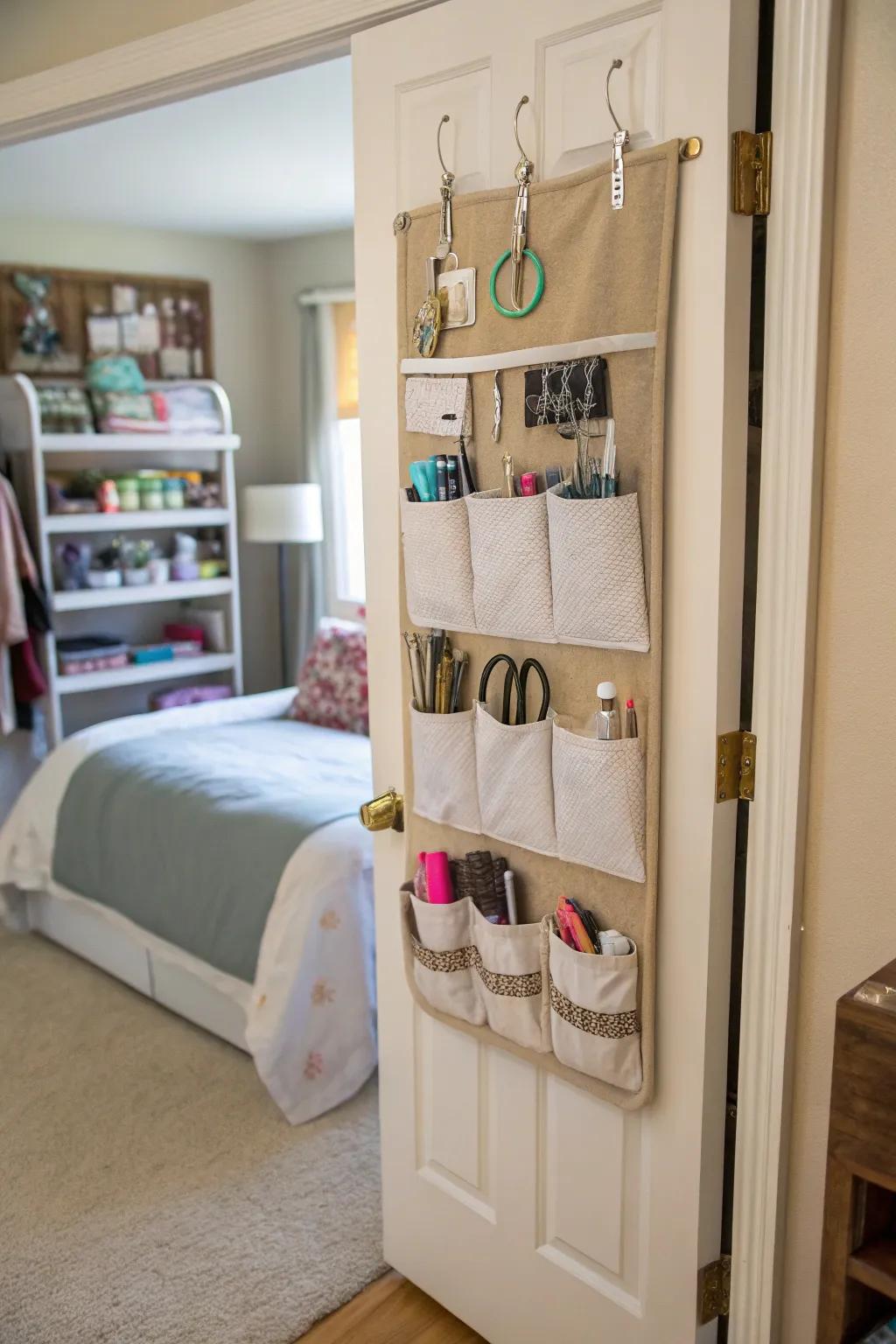 The back of doors can offer surprisingly effective storage options.