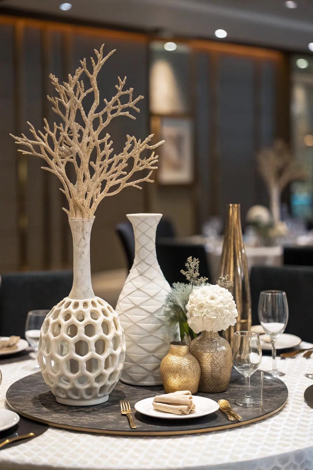 Artistic centerpieces make a bold statement.