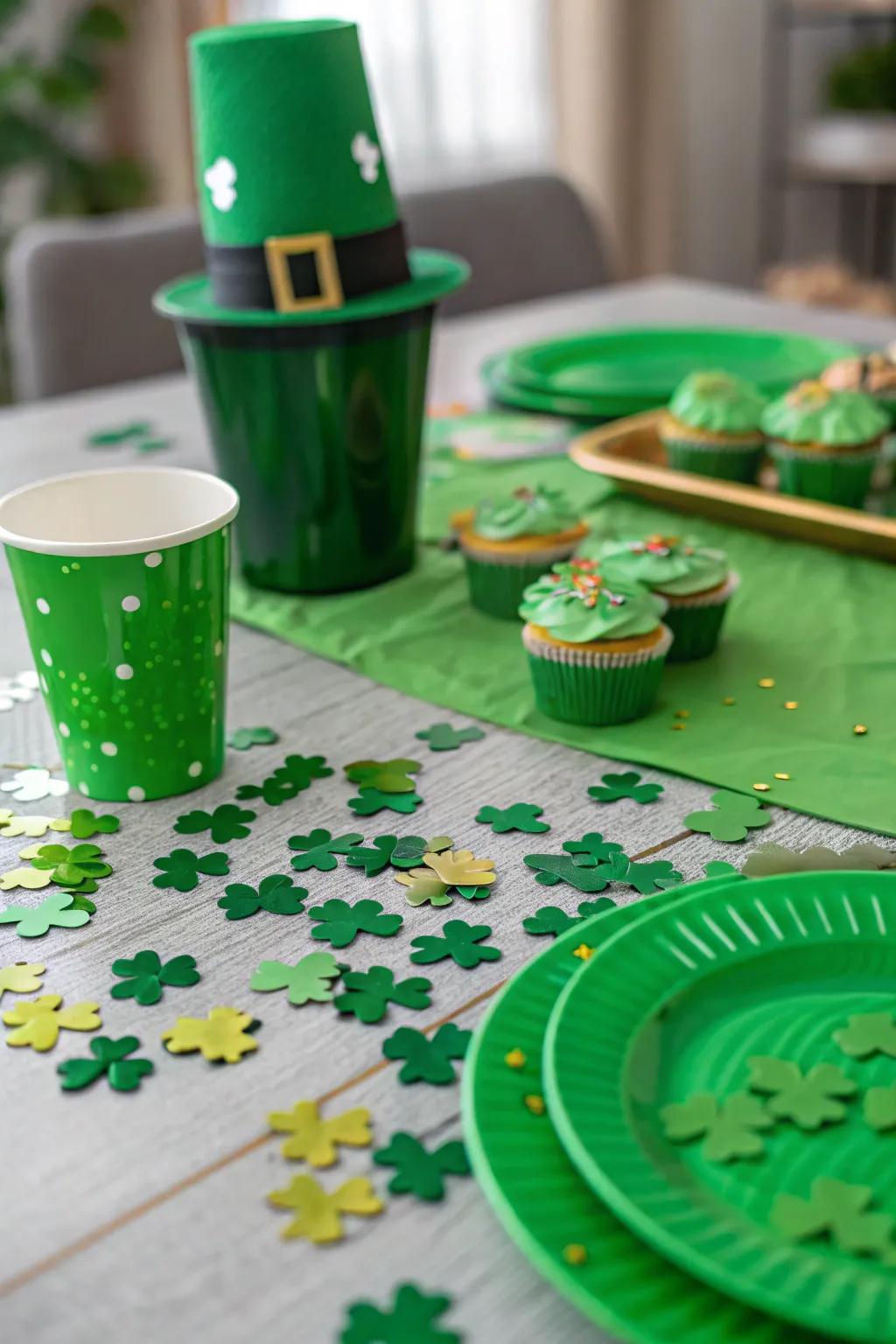 A playful element with clover leaf confetti.