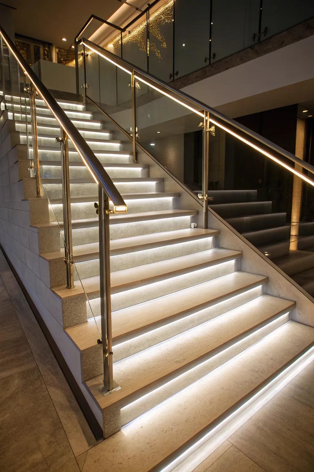 Amp up your staircase with soft modern lights.