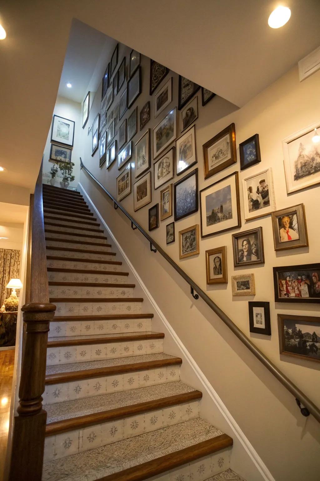 A timeline gallery arrangement beautifully chronicles life&rsquo;s milestones.