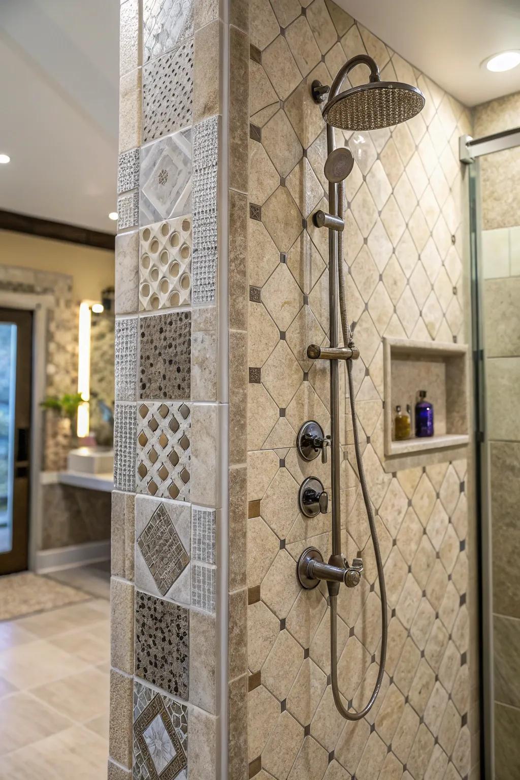 Texture adding depth and charm to a shower.