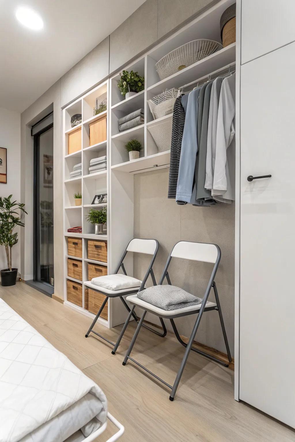 Foldable furniture is versatile and functional in a studio.
