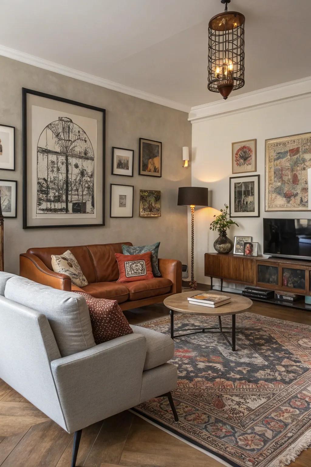 An assorted blend of modern and classic décor adds personal flair.