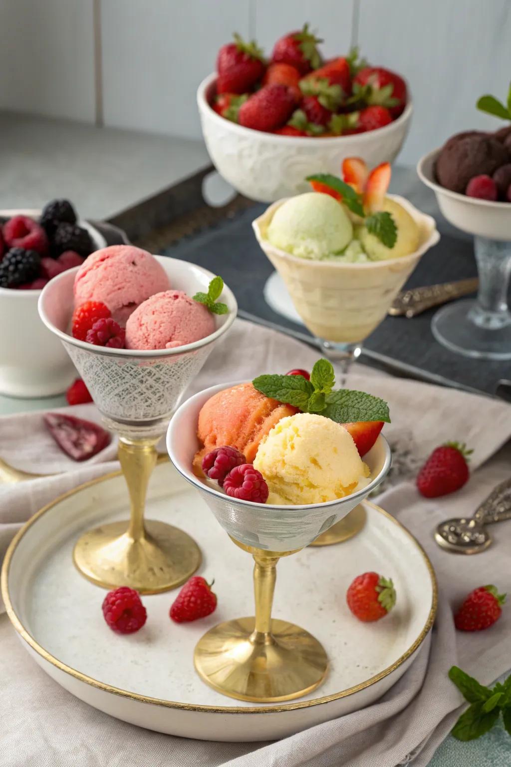 A refreshing assortment of frozen desserts for the perfect finale.