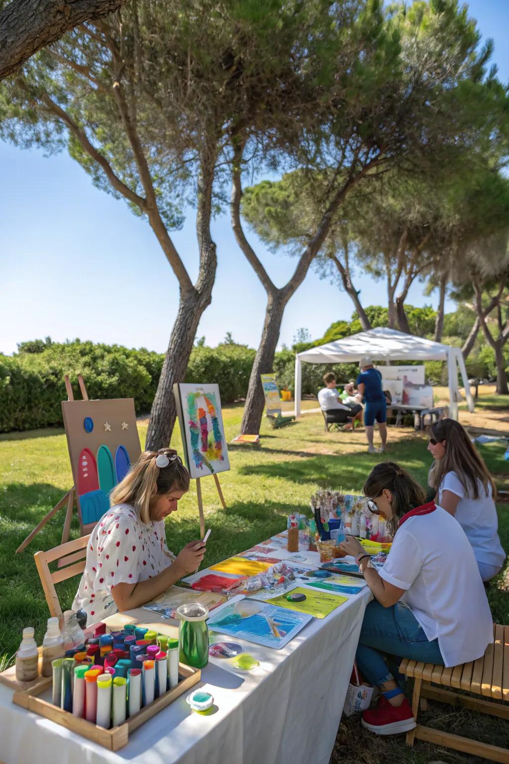 An artistic picnic setup encouraging creativity and expression