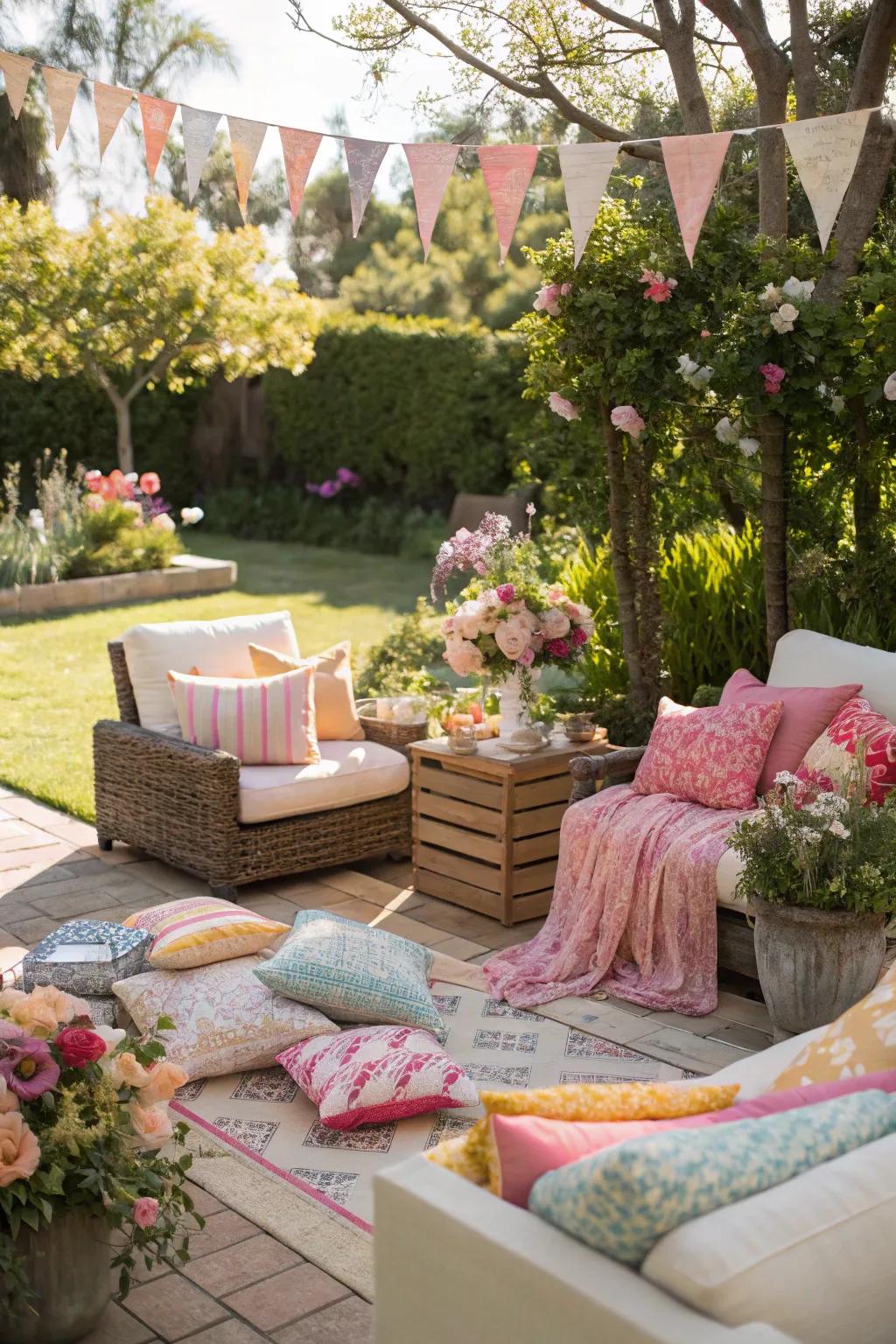 A cozy exterior solar relaxation zone for visitors to unwind and revel in the day.