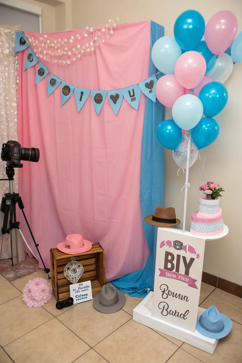 A DIY photo booth provides endless fun and memorable snapshots for guests.
