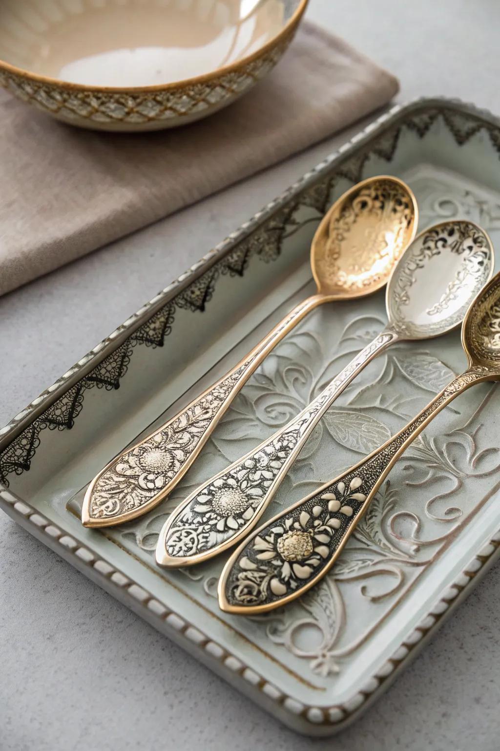 Ornamental utensils apply charm to any tea ensemble.