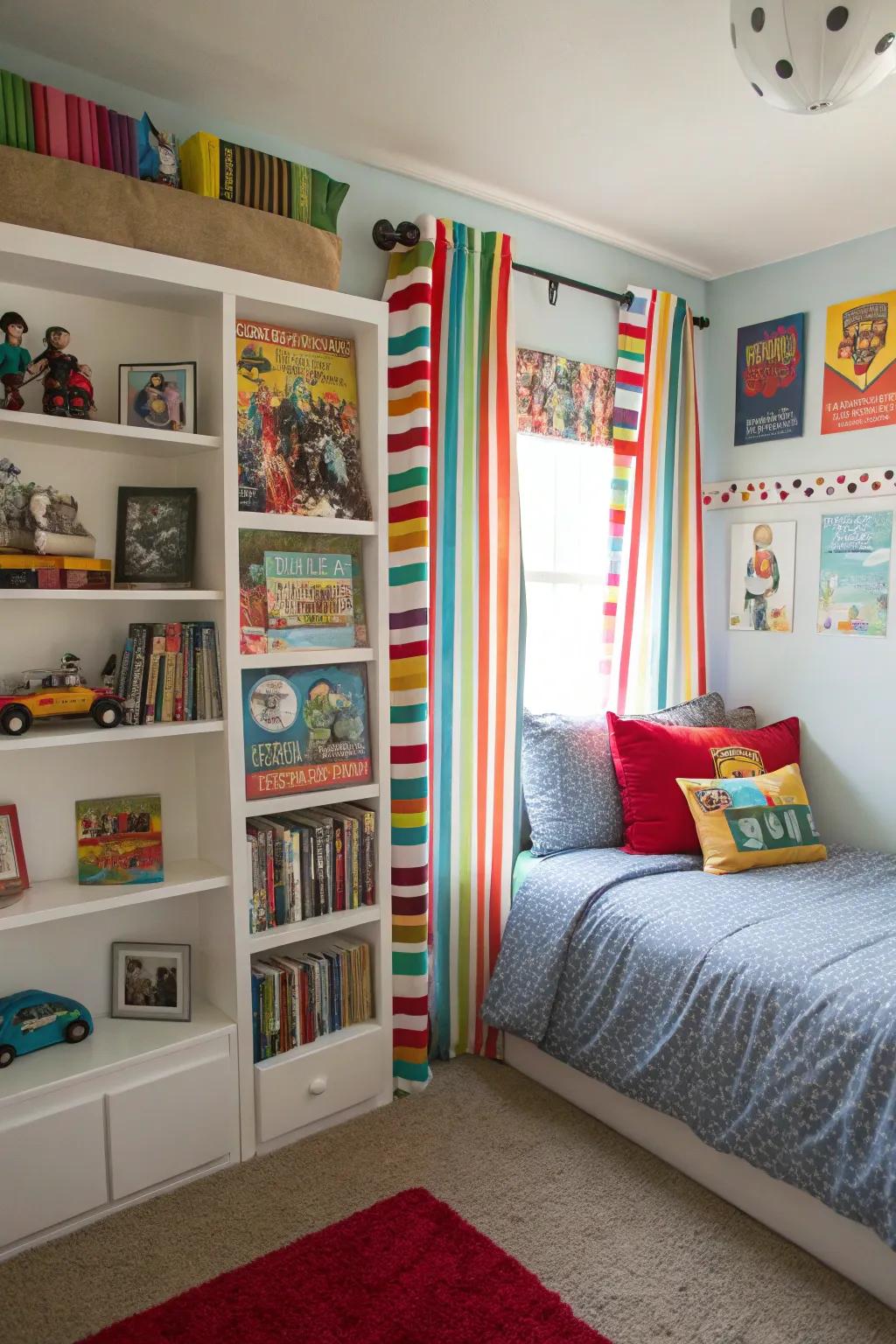 Lined window coverings add a playful touch to any room.