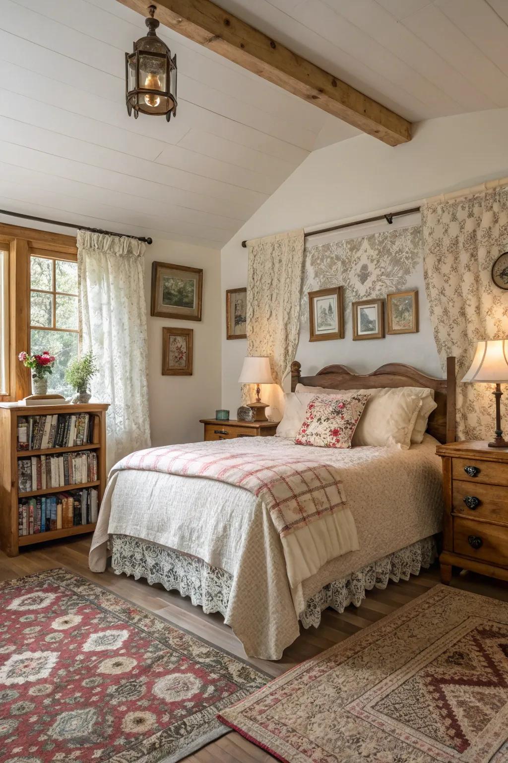 Quaint comfort featuring cozy and inviting decor.