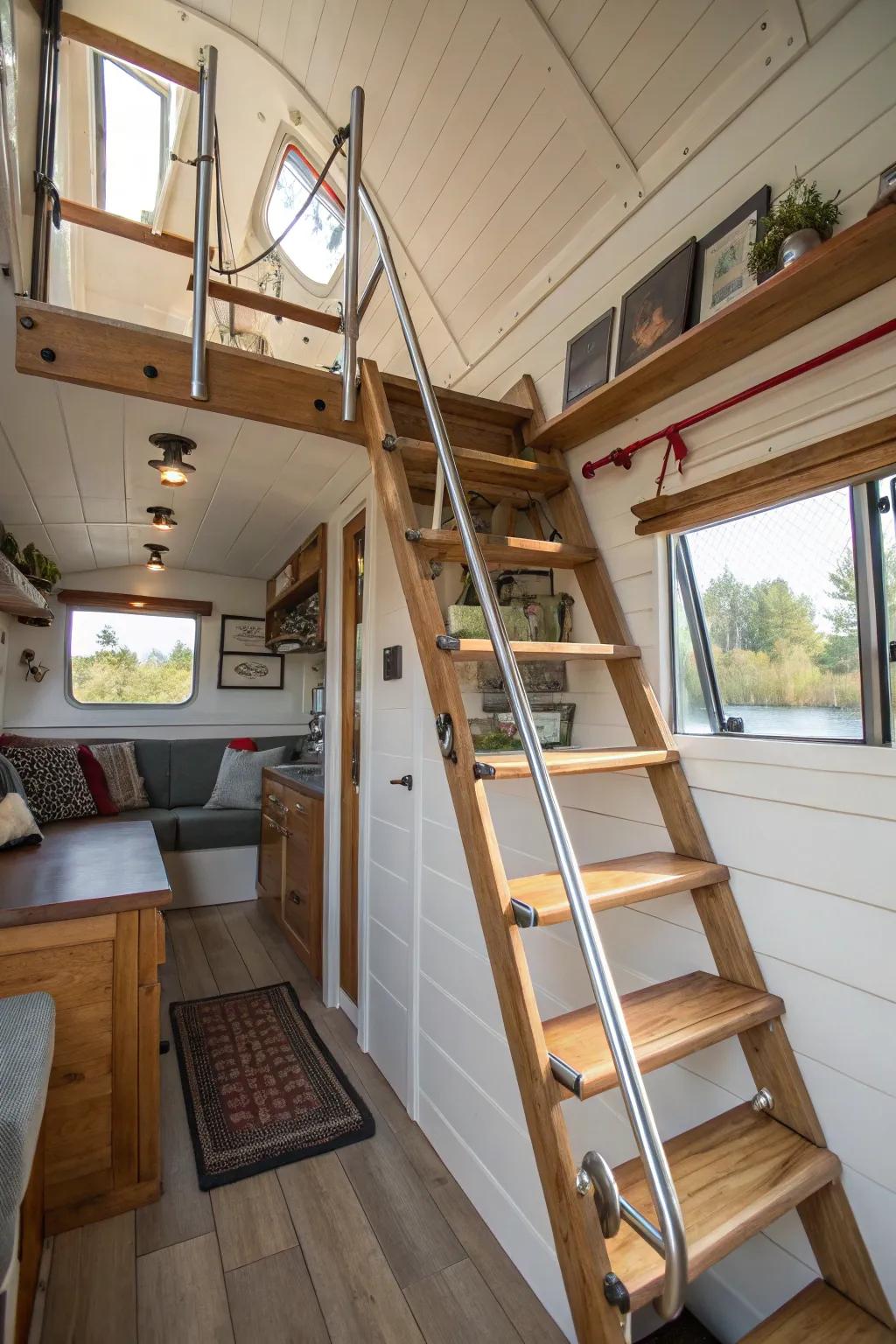 Nautical charm: A ship cabin access for safety and style.