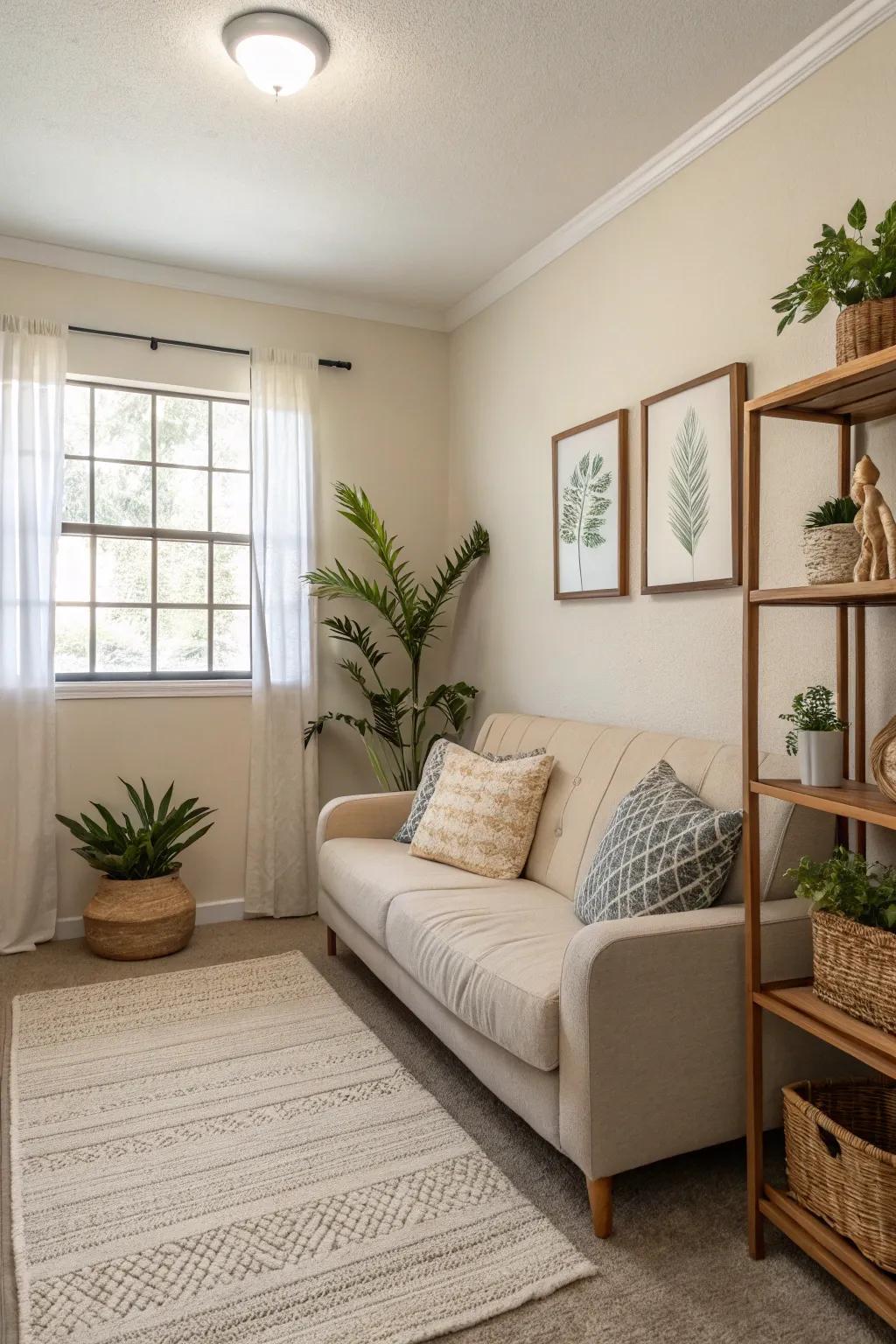 Simple decor creates a peaceful and spacious environment.