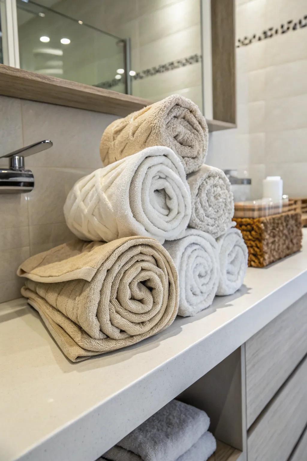 Convey originality through artistically twisting cloth displays.