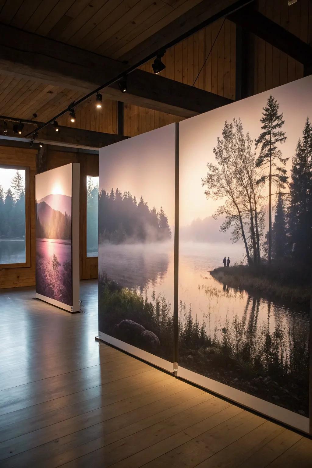 Dreamy ethereal landscapes in a tranquil triptych.