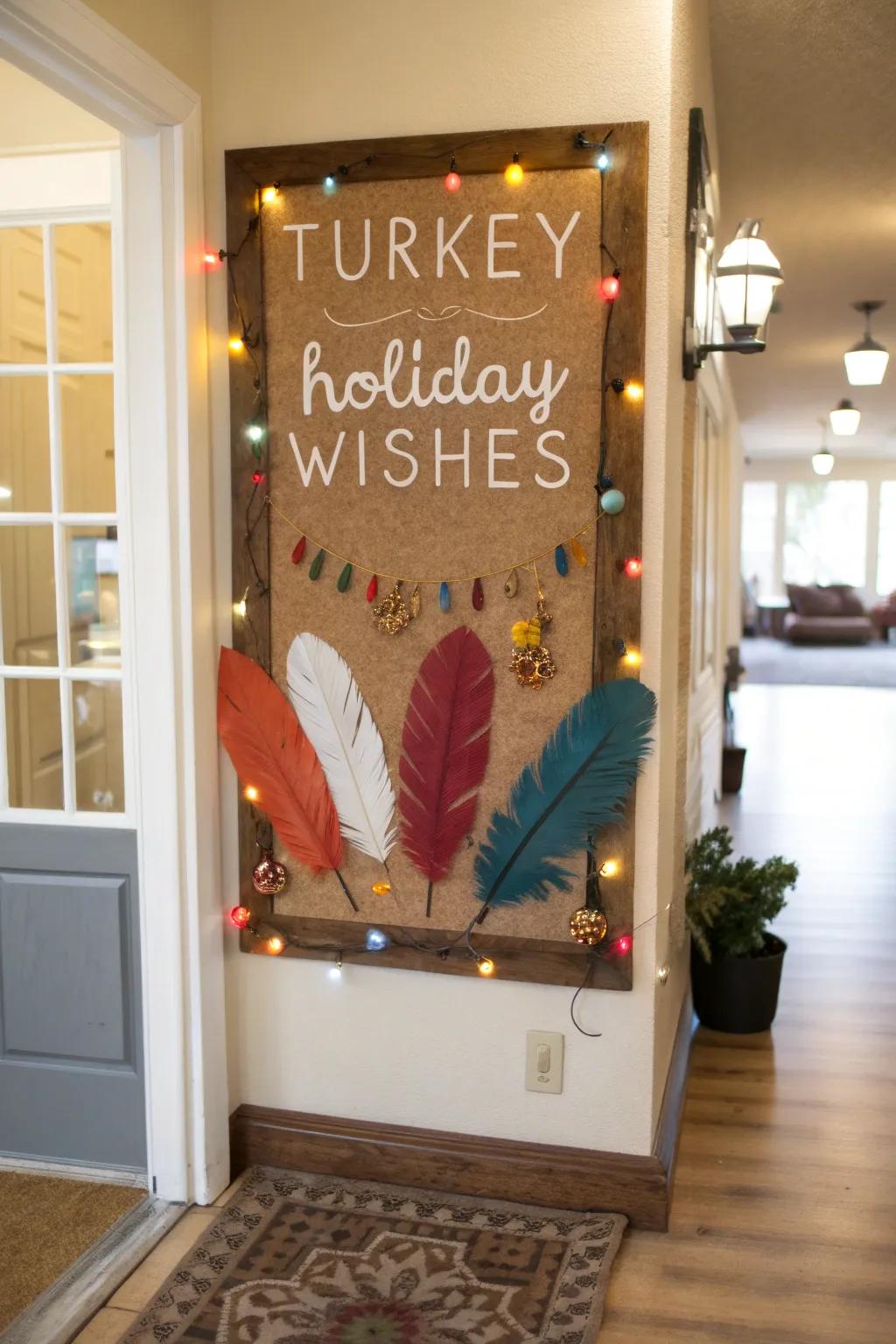 Warm wishes on feathers add a heartfelt touch to Thanksgiving.