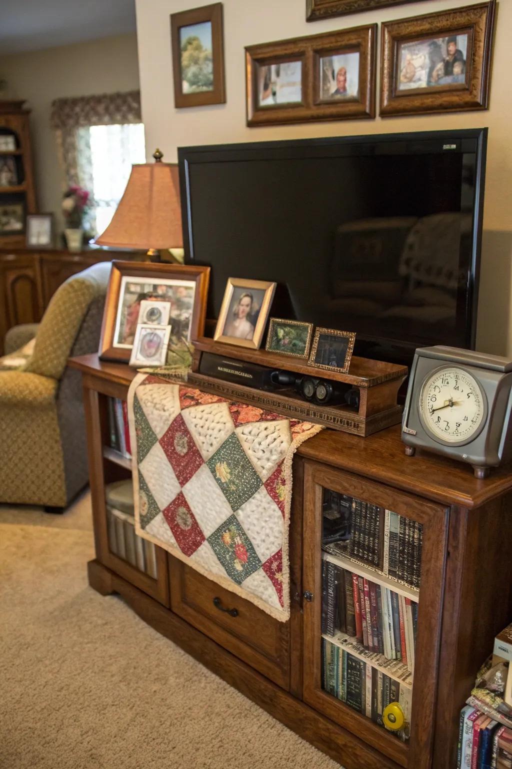 Personal treasures adding warmth and individuality to your TV stand.