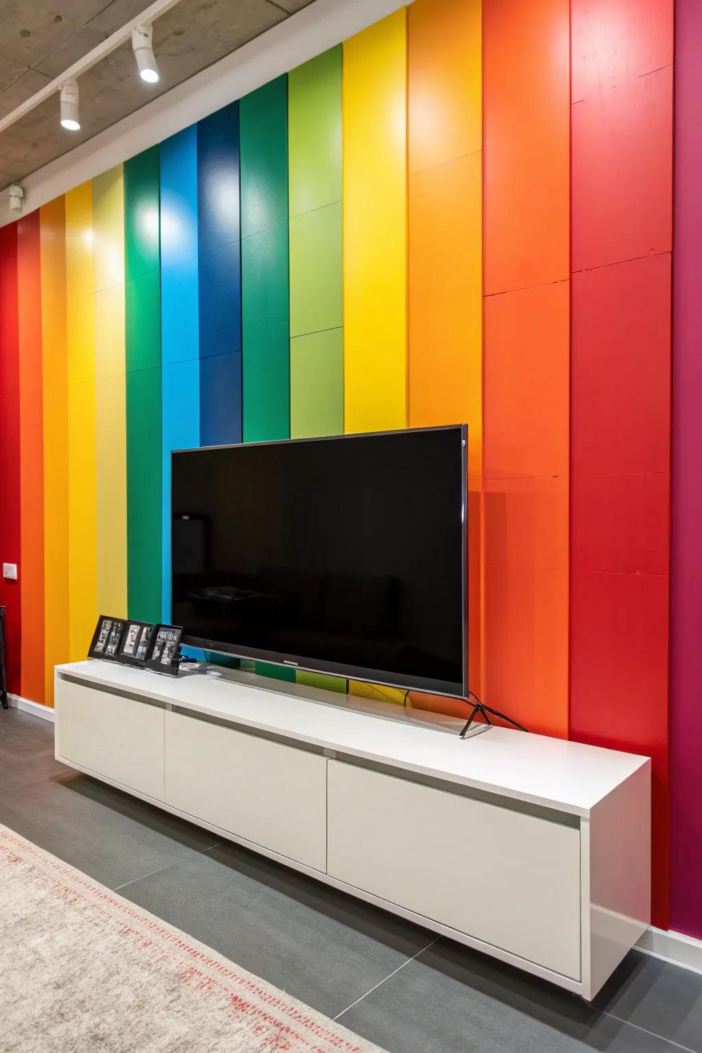 An audacious backdrop prompts this television to standout.