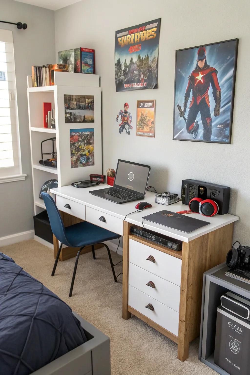 A tech-friendly desk with built-in charging ports.