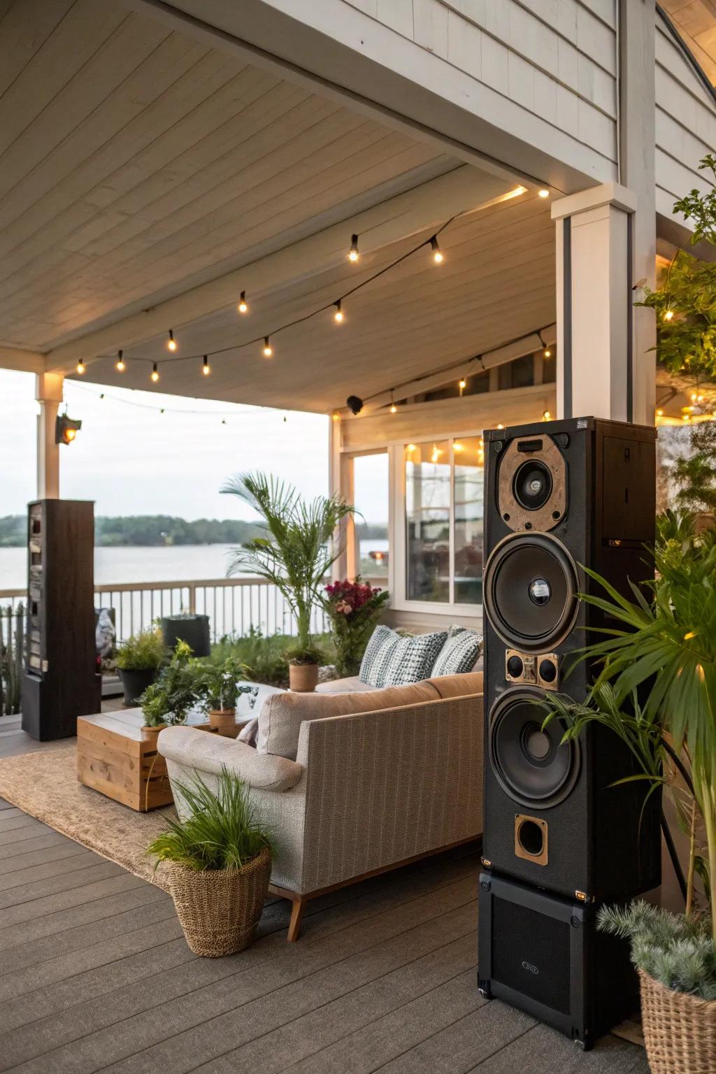 Savor music in your under-deck haven.